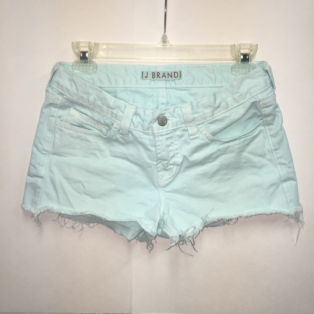 J BRAND Cut Off Shorts in Aqua Denim